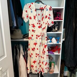 Reformation Poppy Print Wrap Dress Sz S